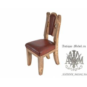Деревянный стул под старину из массива сосны Атос мягкий