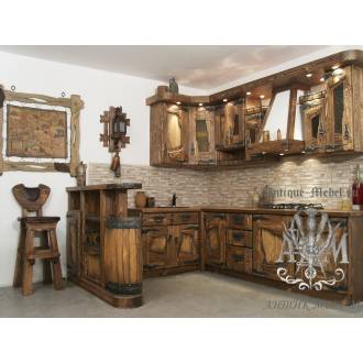 Деревянная кухня Старина из массива состаренной сосны