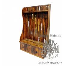 Шкаф для прихожей деревянный под старину из массива дуба №2