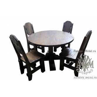 Комплект столовой мебели под старину из массива сосны Рошфор